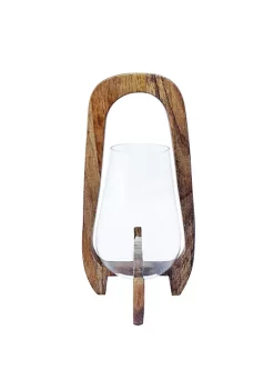Promo 🎁 Kingston Living 15" Brown Decorative Mango Wood Candle Lantern with Handle 😍