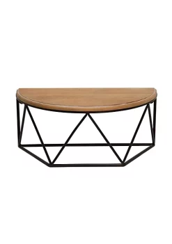 Hot Sale 😍 Kingston Living 16" Brown and Black Demilune Decorative Wall Shelf 👍