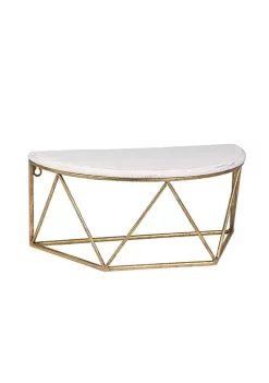 Best deal 😍 Kingston Living 16" White and Gold Demilune Decorative Wall Shelf ✨