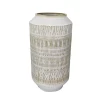 Budget ⭐ Kingston Living 13.75" Ivory and Beige Cylindrical Ceramic Tribal Look Vase 🔔