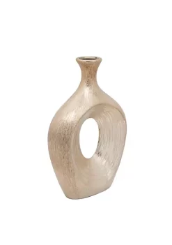 Best deal 🔔 Kingston Living 13" Champagne Gold Ceramic Cut Out Scratched Oval Vase ❤️ -Kingston Living Shop Belk 1077