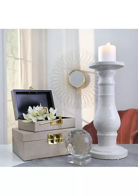 Best Pirce β€οΈ Kingston Living 18" White Speckle Ceramic Candle Holder π 2 Best Pirce β€οΈ Kingston Living 18" White Speckle Ceramic Candle Holder π - Image 2