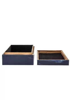 Top 10 🤩 Kingston Living 9" Navy Blue and Gold Striped Rectangular Decorative Box 🎁 -Kingston Living Shop Belk 110