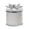Outlet 👏 Kingston Living 5" Clear and White Shimmering Lotus Crystal Round Decorative Box 🔥
