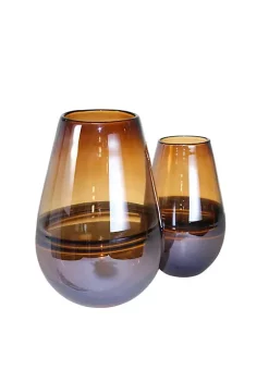 Promo 🎁 Kingston Living 8.25" Brown Cone Shaped Handmade Glass Vase ✨ -Kingston Living Shop Belk 1111