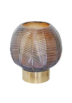 Wholesale ✔️ Kingston Living 9" Brown and Gold Round Chevron Glass Vase 🎉