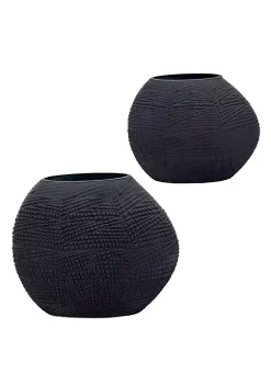 Outlet 🛒 Kingston Living 10" Black Glass Textured Tabletop Vase 👍 -Kingston Living Shop Belk 1136
