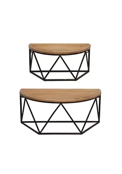 Best reviews of 🥰 Kingston Living 12" Brown and Black Demilune Decorative Wall Shelf 🔔 -Kingston Living Shop Belk 1141