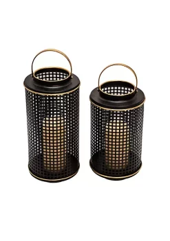 Discount 😉 Kingston Living 12" Black and Gold Grid Candle Holder with Handle 🛒 -Kingston Living Shop Belk 117