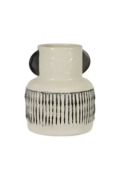 Top 10 🔥 Kingston Living 8" Ivory and Black Round Ceramic Eared Vase with Handles 👍 -Kingston Living Shop Belk 1178