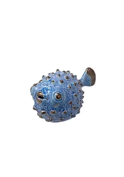Best Sale 🔔 Kingston Living 10" Blue and Black Blowfish Figurine 😉