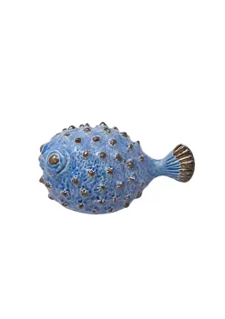 Best Sale 🔔 Kingston Living 10" Blue and Black Blowfish Figurine 😉 -Kingston Living Shop Belk 1180