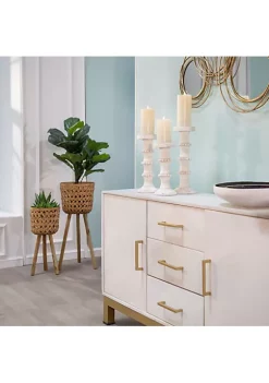 Cheapest 🛒 Kingston Living 15" White and Beige Banded Bead Candle Holder 🥰 -Kingston Living Shop Belk 1187