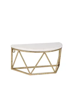 Best deal 🔔 Kingston Living 12" White and Gold Demilune Decorative Wall Shelf 🤩