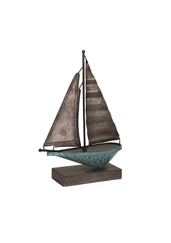Hot Sale ❤️ Kingston Living 15.5" Teal Blue and Black Sailboat Tabletop Decor 😀