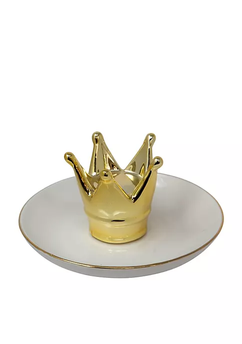 New βοΈ Kingston Living 6" White and Gold Crown Decorative Trinket Tray π 1 New βοΈ Kingston Living 6" White and Gold Crown Decorative Trinket Tray π