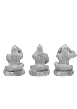 Best reviews of 😀 Kingston Living Set of 3 Silver No Evil Gorillas Tabletop Figurines 6" 🧨 -Kingston Living Shop Belk 1219