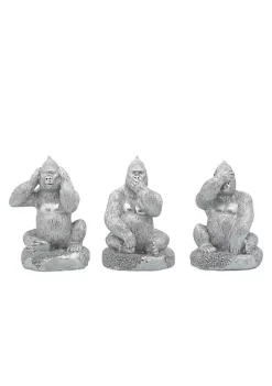 Best reviews of 😀 Kingston Living Set of 3 Silver No Evil Gorillas Tabletop Figurines 6" 🧨 -Kingston Living Shop Belk 1220