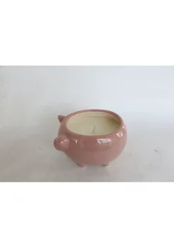 New 😍 Kingston Living 6" Pink and White Ceramic Adorable Pig Scented Candle 💯