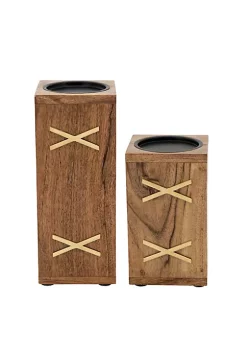 New 😍 Kingston Living 10" Brown and Black Pillar Candle Holder 👍 -Kingston Living Shop Belk 1239