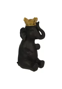 Cheap 😉 Kingston Living 14" Black and Gold Elephant with Crown Figurine 👍 -Kingston Living Shop Belk 1291
