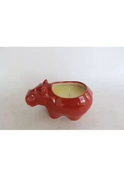 Best Sale 🥰 Kingston Living 7" Red and White Ceramic Adorable Hippo Scented Candle ⭐ -Kingston Living Shop Belk 1298