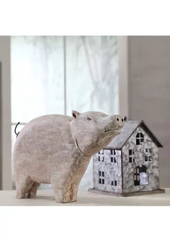 Best Sale 🛒 Kingston Living 12.5" White Standing Pig Mango Wood Tabletop Collectible Figurine ⌛ -Kingston Living Shop Belk 1318