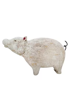 Best Sale 🛒 Kingston Living 12.5" White Standing Pig Mango Wood Tabletop Collectible Figurine ⌛ -Kingston Living Shop Belk 1320