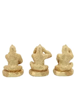 Flash Sale 😉 Kingston Living Set of 3 Gold No Evil Gorillas Tabletop Figurines 6" 🎉 -Kingston Living Shop Belk 1328