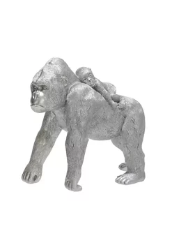 Budget ✨ Kingston Living 10" Silver Gorilla with Baby Figurine ⌛
