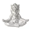 Promo 👍 Kingston Living 7" Silver Yoga Lion Tabletop Figurine 🌟