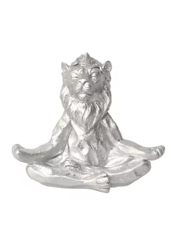 Promo 👍 Kingston Living 7" Silver Yoga Lion Tabletop Figurine 🌟 -Kingston Living Shop Belk 1413
