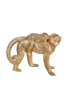 Flash Sale 🔥 Kingston Living 8.25" Gold Tropical Monkey 👩 Mother with Baby Tabletop Figurine ✔️