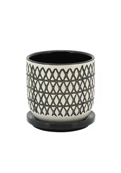 Outlet ✔️ Kingston Living 5" Black Ceramic Decorative X-Planter with Saucer 🧨 -Kingston Living Shop Belk 1458