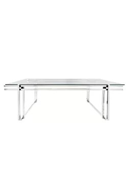 Coupon 🥰 Kingston Living 55" Silver and Clear Rectangular Coffee Table with Glass Top 💯