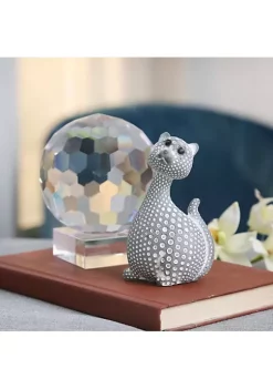 New 😉 Kingston Living 4.5" Gray and White Spotted Cat Tabletop Figurine 🌟 -Kingston Living Shop Belk 1494