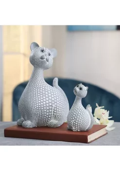 New 😉 Kingston Living 4.5" Gray and White Spotted Cat Tabletop Figurine 🌟 -Kingston Living Shop Belk 1495