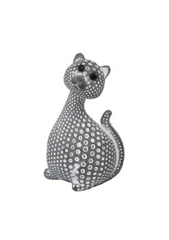 New 😉 Kingston Living 4.5" Gray and White Spotted Cat Tabletop Figurine 🌟 -Kingston Living Shop Belk 1496
