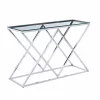 Deals 🎁 Kingston Living 47.25" Silver and Clear Geometric Diamond Console Table with Glass Top ❤️