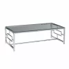 Outlet ✨ Kingston Living 47.25" Silver and Clear Geometric Rectangular Cocktail Table with Glass Top ✨