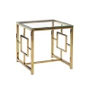 Coupon 👏 Kingston Living 21.75" Gold and Clear Square Accent Table with Glass Top ✔️