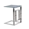 Outlet 🌟 Kingston Living 21.75" Metallic Silver and Clear C Shaped Side Table 💯