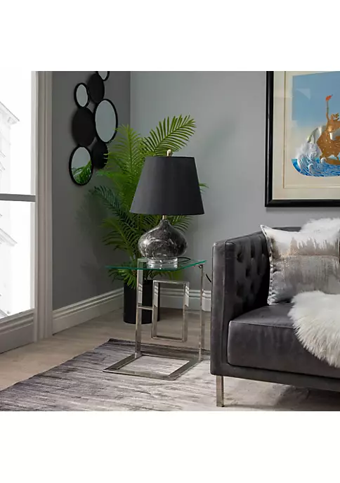 Outlet 🌟 Kingston Living 21.75" Metallic Silver and Clear C Shaped Side Table 💯 2 Outlet 🌟 Kingston Living 21.75" Metallic Silver and Clear C Shaped Side Table 💯 - Image 2