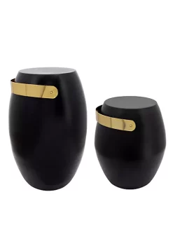 Cheap ✔️ Kingston Living 18" Black and Gold Decorative Barrel Accent Table 🌟 -Kingston Living Shop Belk 187