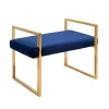Promo 👍 Kingston Living 25" Navy Blue and Gold Accent Bench with Handles 🥰