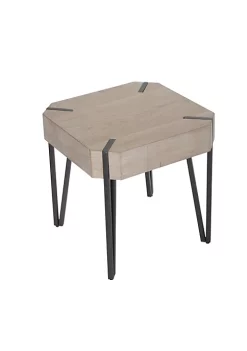 Coupon 🎁 Kingston Living 20" Beige and Black Square Accent Table with Hairpin Legs 🔥