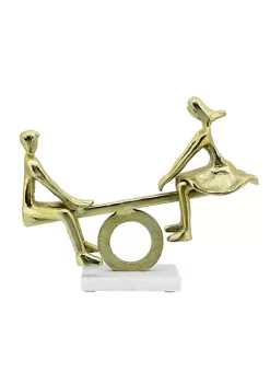 Discount ⌛ Kingston Living 15" Gold and White Couple on See Saw Figurine 🔔 -Kingston Living Shop Belk 224