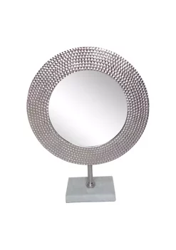 Best reviews of 🎁 Kingston Living 18.5" Silver Glass 🔨 Hammered Mirror on Stand Tabletop Decor 🎉