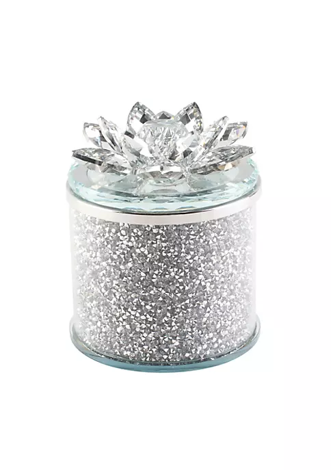 Cheap โค๏ธ Kingston Living 5" Silver and Clear Shimmering Lotus Crystal Round Decorative Box ๐ 2 Cheap โค๏ธ Kingston Living 5" Silver and Clear Shimmering Lotus Crystal Round Decorative Box ๐ - Image 2
