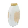 Budget 🌟 Kingston Living 12" White and Gold Oval Ceramic Decal Jar with Lid ⭐